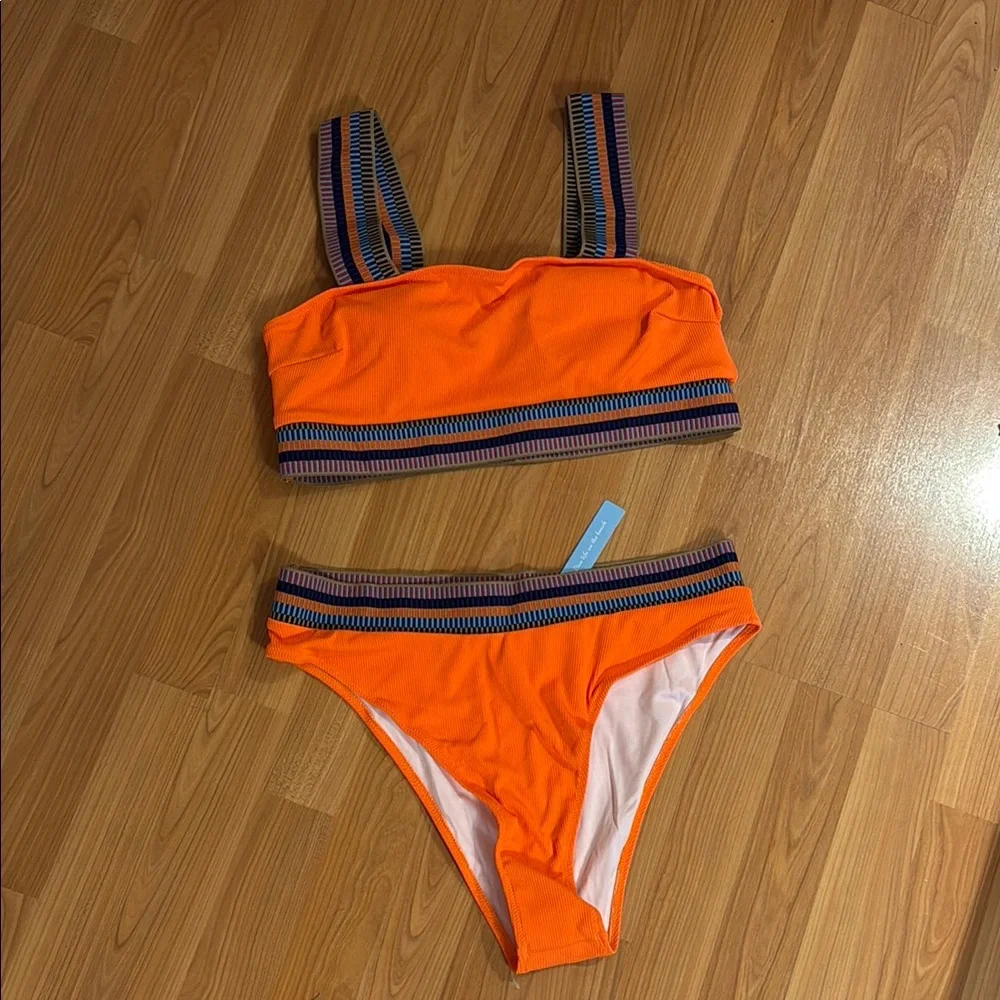 Brand New Popvil Vibrant Orange Bikini Set. Size large. High waisted. - Picture 2 of 11